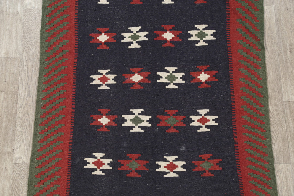 Consigned, Kilim Oriental Traditional Hand-Woven Persian Area Rug, Blue, 4x6