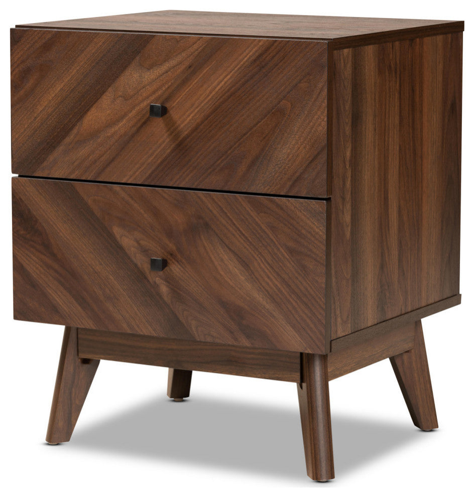 Hugo Mid-Century Night Stand, Walnut Brown