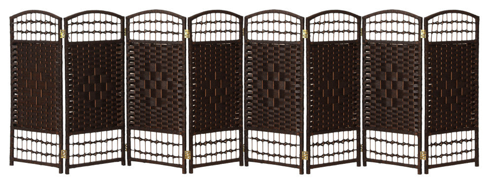 3 ft. Short Fiber Weave Room Divider Dark Mocha 8 Panels