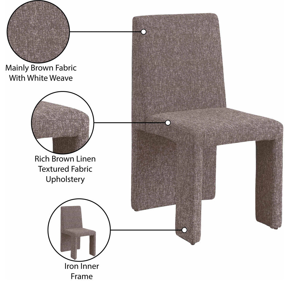Benson Upholstered Dining Chair, Brown, Linen Texured Fabric