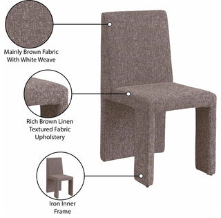 Benson Upholstered Dining Chair, Brown, Linen Texured Fabric