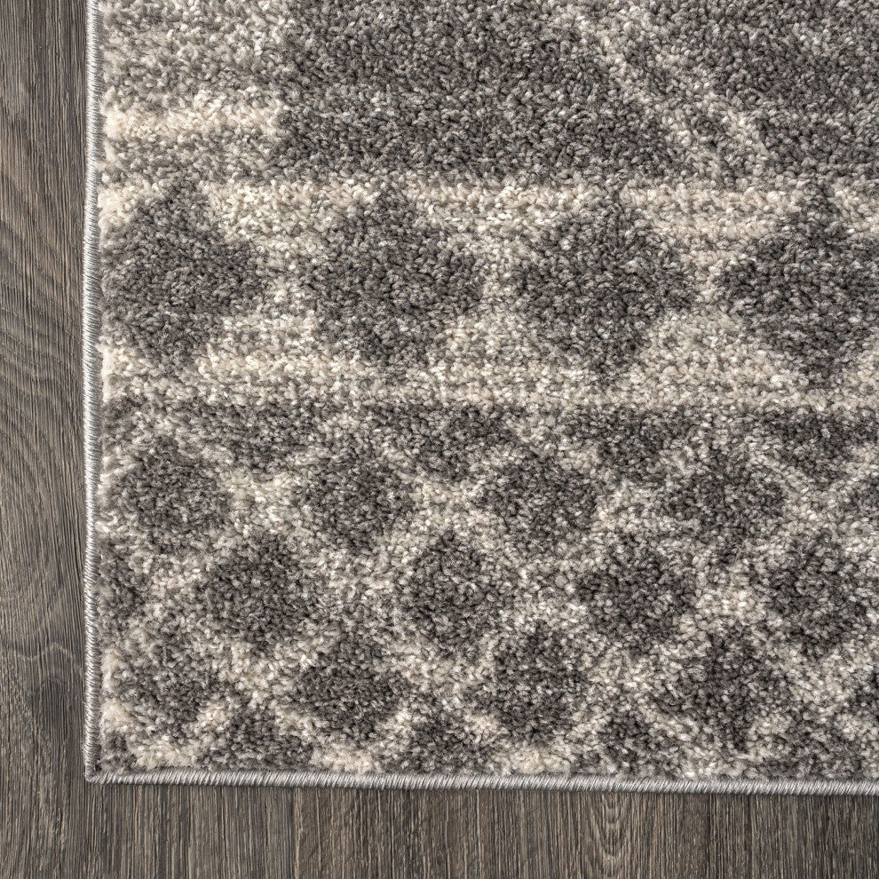 Amir Moroccan Beni Souk Rug, Gray/Cream, 2'x8'