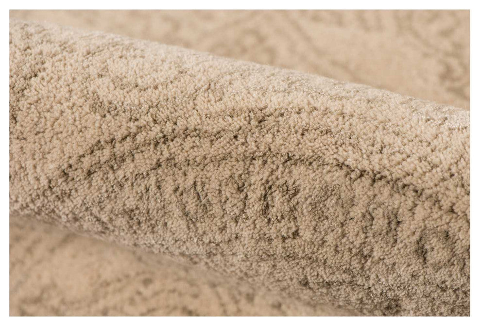 8" X11" X 0.5" Beige Wool Area Rug