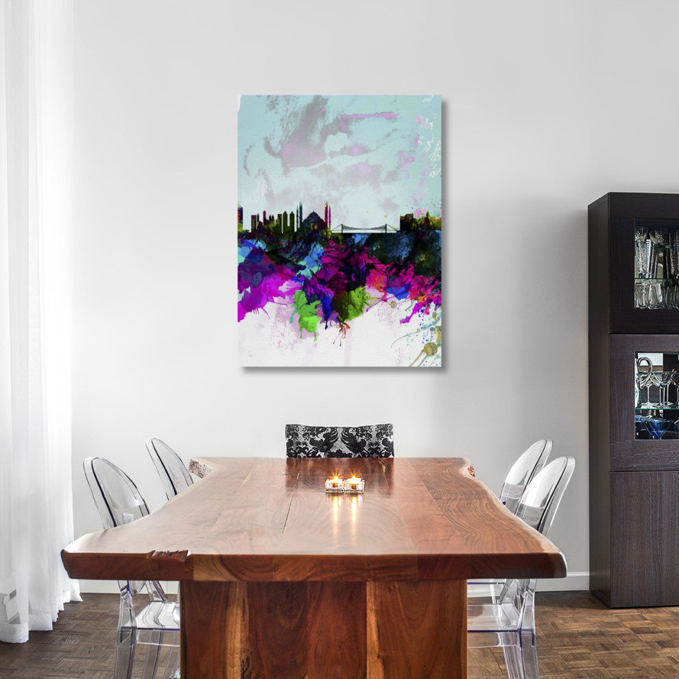 "Istanbul Watercolor Skyline" Fine Art Print