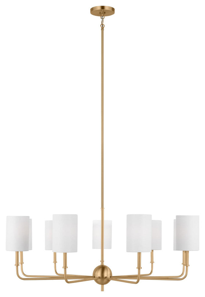 Foxdale Nine Light Chandelier, Satin Brass