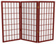 3' Tall Window Pane Shoji Screen, Rosewood, 3 Panels