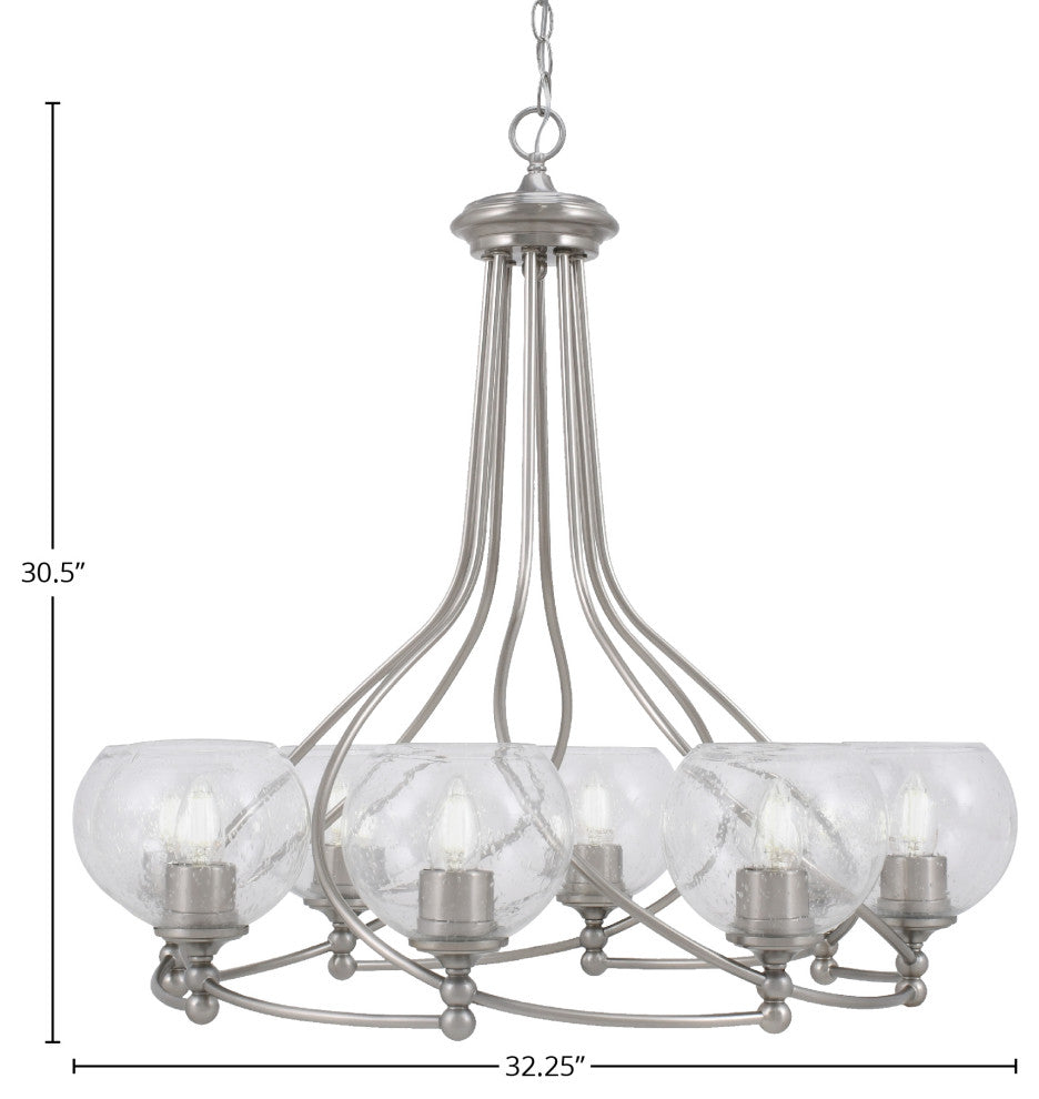 Capri 8-Light Chandelier, Brushed Nickel/Clear Bubble