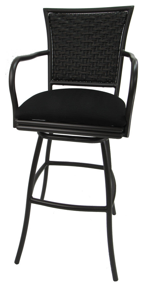 Set of 3, Outdoor/Indoor Swivel Bar Stools Erin, Black on Brown, 30"