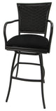 Set of 3, Outdoor/Indoor Swivel Bar Stools Erin, Black on Brown, 30"