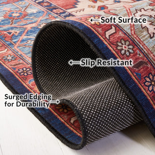 Safavieh Tucson TSN153 Rug Machine-Washable, Rust/Blue, 8' Square
