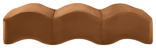 Wave Upholstered Bench, Saddle, Velvet
