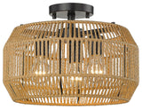 Golden Lighting 6076-SF NR Marlee 3 Light 14"W Semi-Flush Drum - Matte Black /