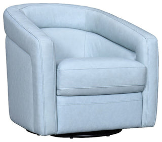 Armen Living Desi Upholstered Leather Swivel Accent Chair in Sky Blue