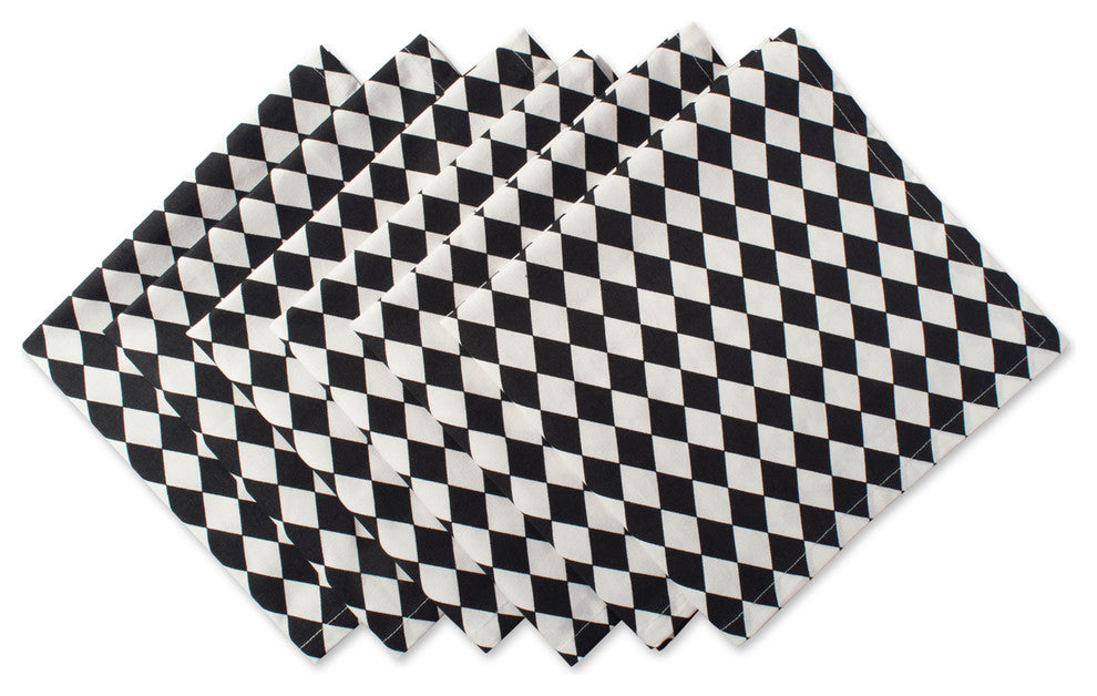 DII Black And Cream Harelquin Print Napkin, Set of 6