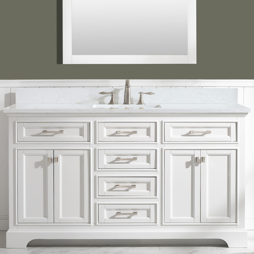 Milano Transitional White 60" Single Sink Vanity