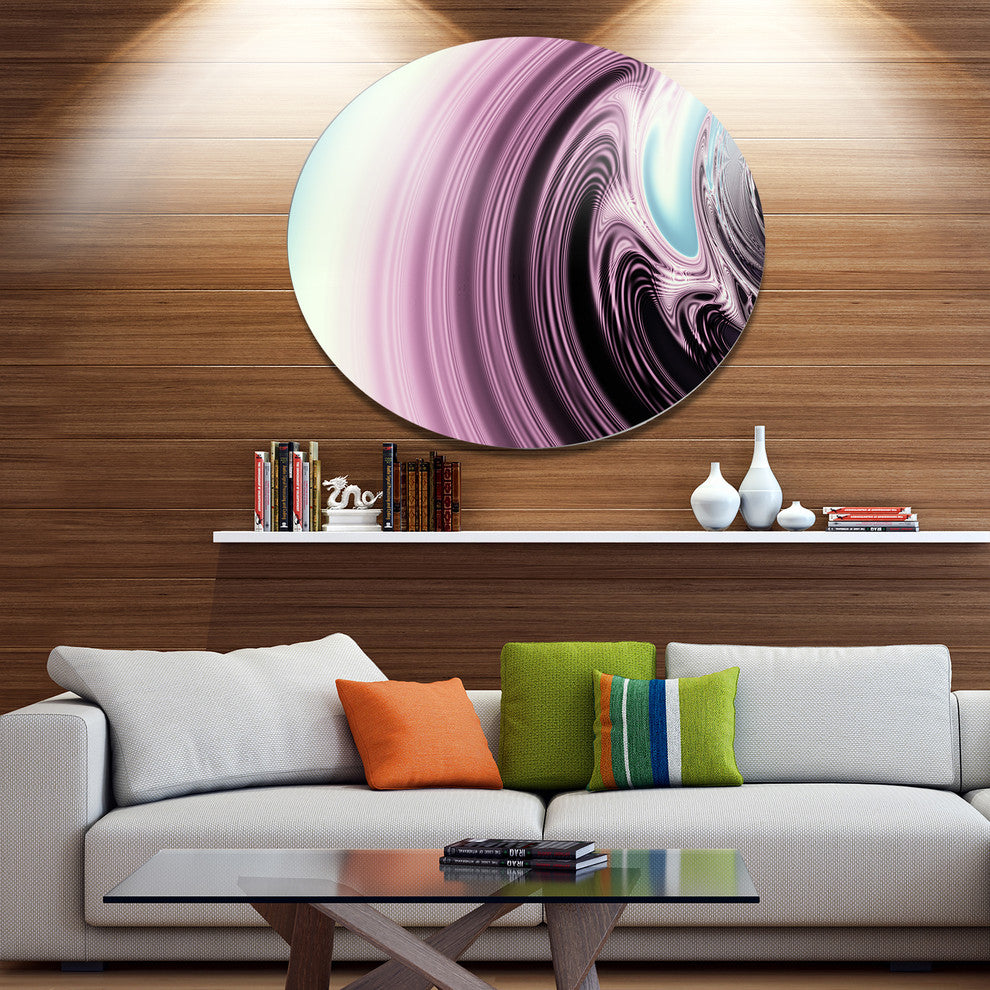 Unique Purple Fractal Art Pattern, Abstract Disc Metal Artwork, 36"