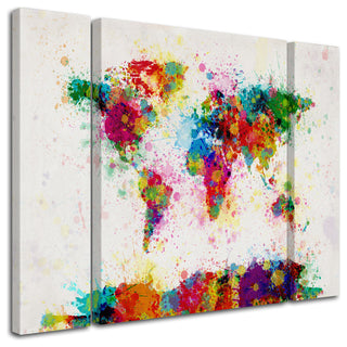 Michael Tompsett 'Paint Splashes World Map' Multi Panel Art Set, 41"x30"
