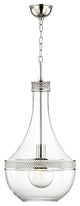 Hagen 1-Light Large Pendant, Polished Nickel Finish, Clear Glass Shade