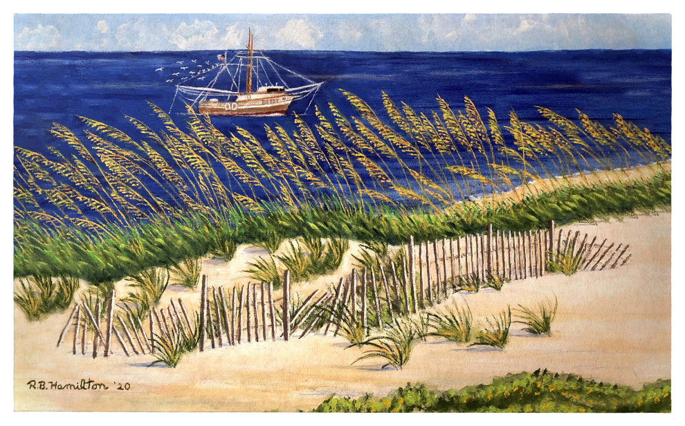 Betsy Drake Shrimp Boat & Oates Door Mat 30x50