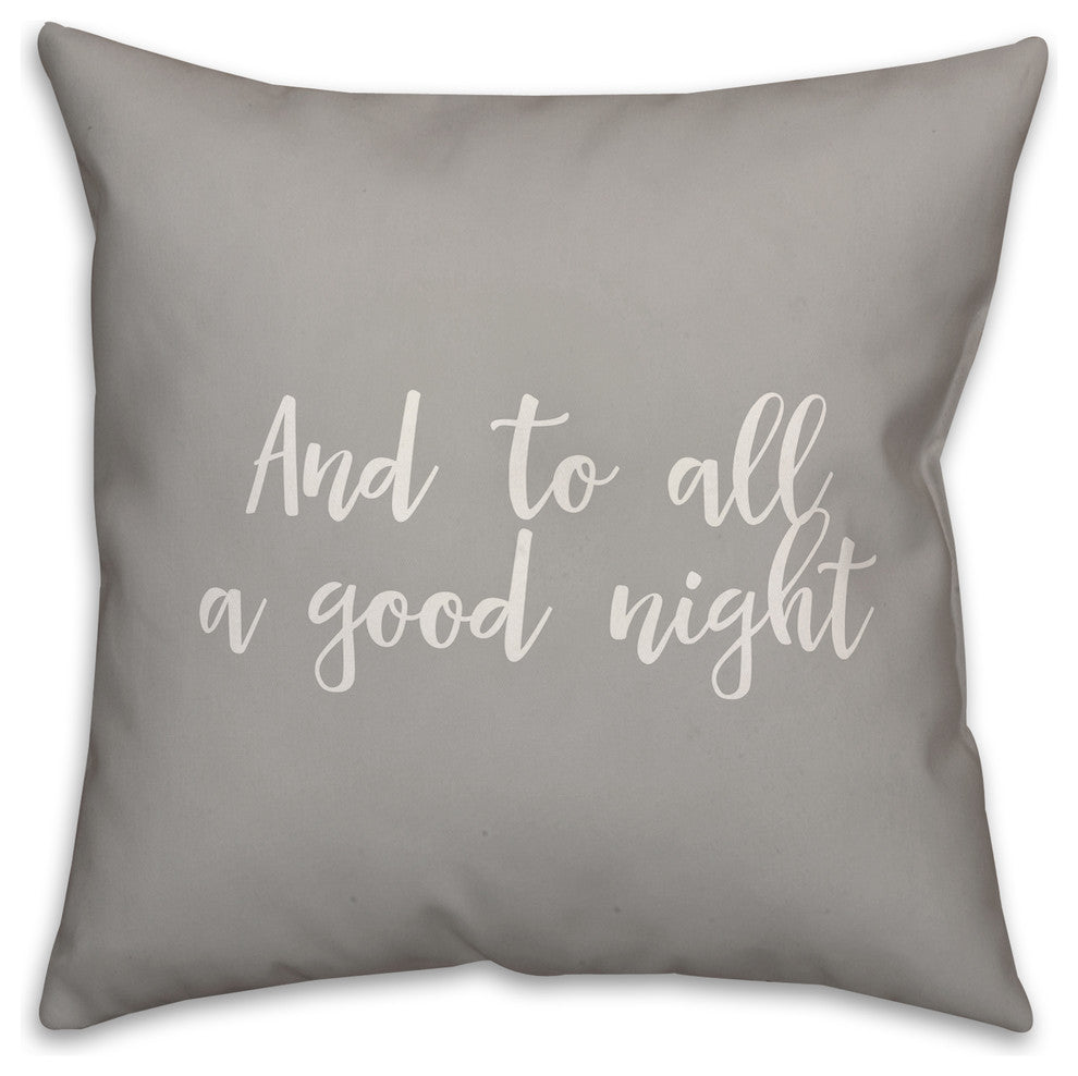And To All A Good Night, Gray 18x18 Throw Pillow