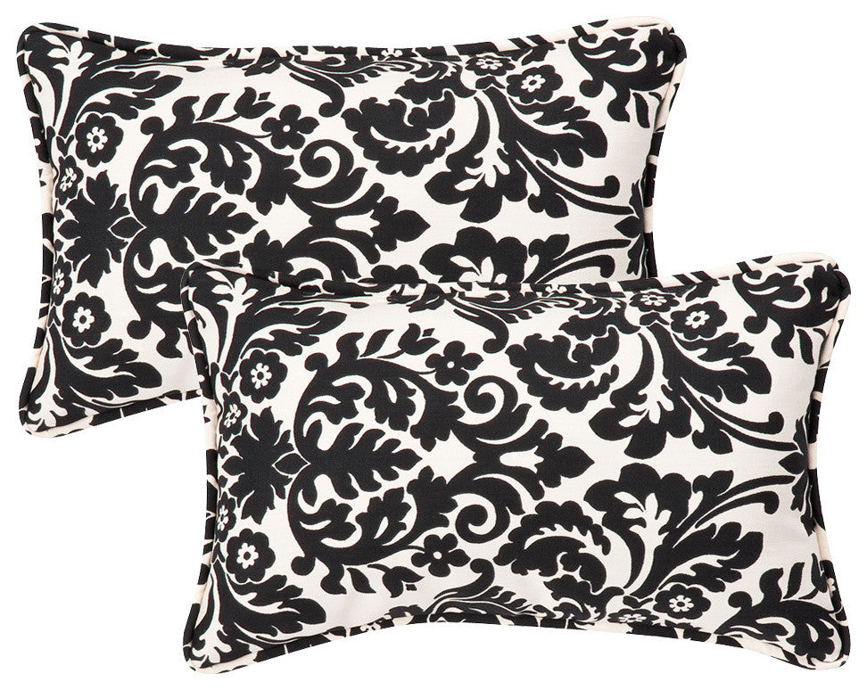 Essence Black Beige Rectangle Throw Pillow, Set of 2