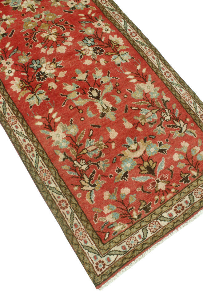 Fine Vintage Distressed Northcli Red/Ivory Runner, 3'3x11'4