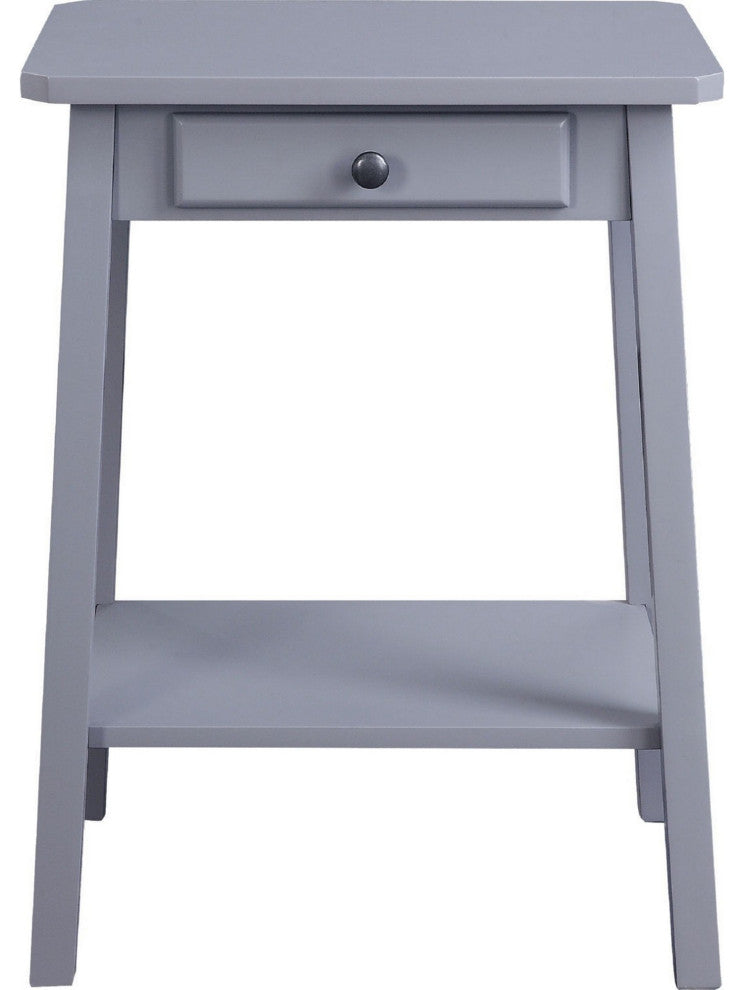 Benzara BM250306 MDF Accent Table With 1 Drawer and Open Shelf, Gray