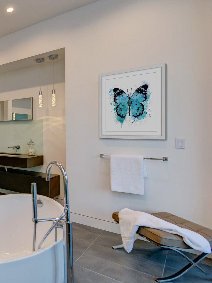 "Butterfly Black Blue" Framed Painting Print