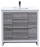 KubeBath Dolce 36" Vanity With White Quartz Countertop, Rose Wood, Ash Gray