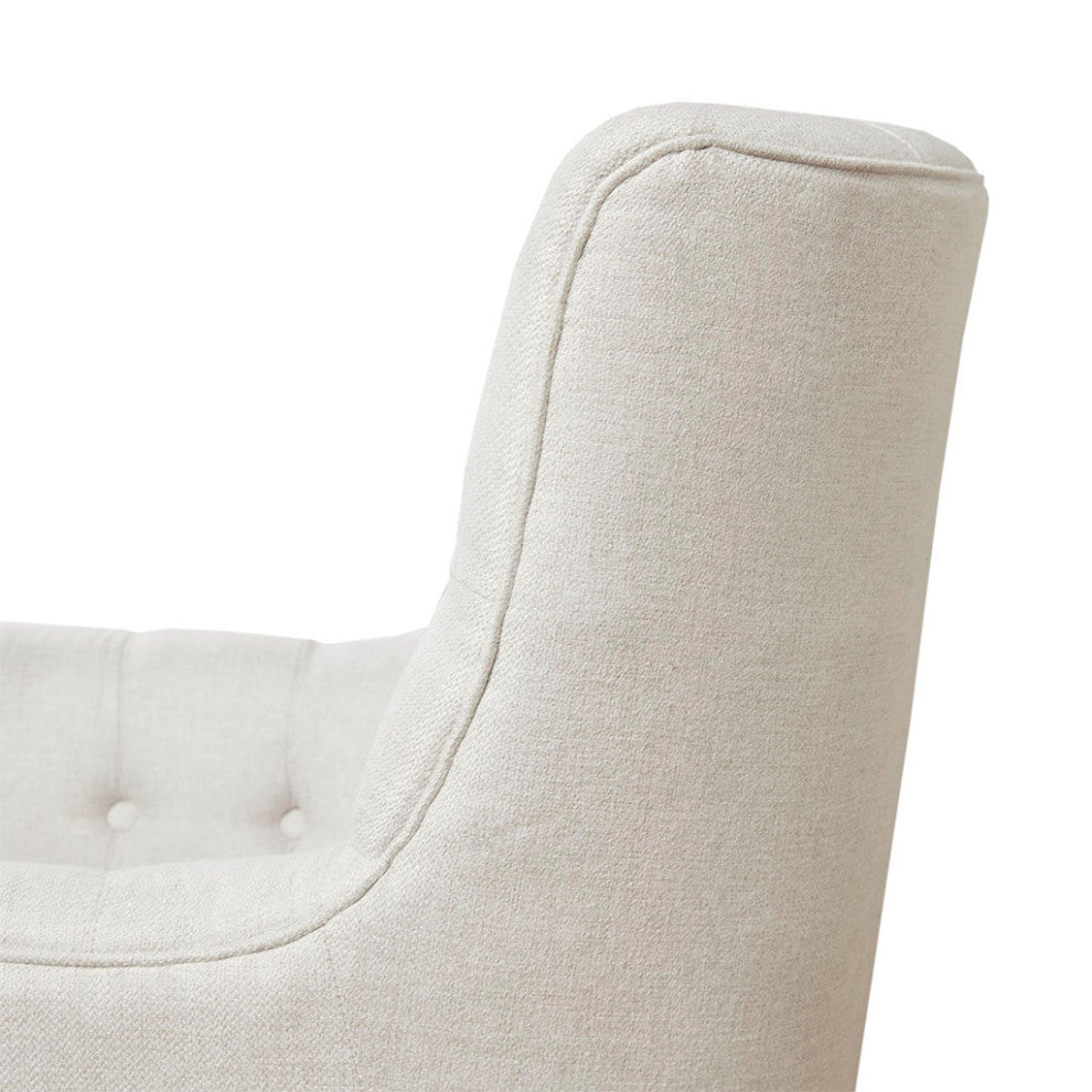 Madison Park Mathis Tufted Swivel Lounge Chair, Ivory