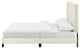 Contemporary Modern King Size Platform Bed Frame, Velvet Fabric, Ivory White