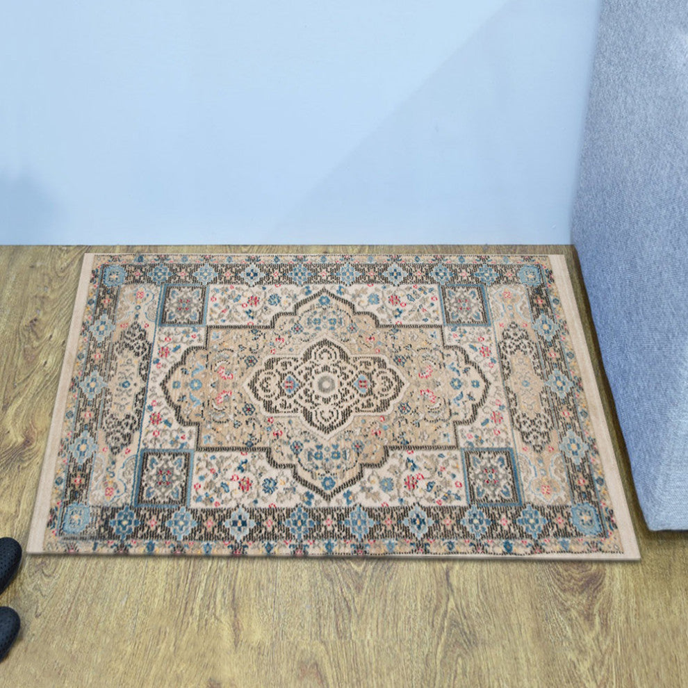 Machine Made Polyester Durable Indoor Outdoor Washable Oriental Pattern Footmat