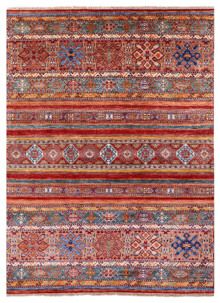 Super Kazak Khorjin Hand Knotted Rug 5' 10" X 7' 11" Q7647