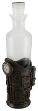 Time for Spirits Glass Spirit Decanter in Steampunk Basket with Clock