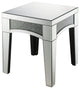 Benzara BM252330 End Table With Mirror Trim and Faux Stone Inlays, Silver