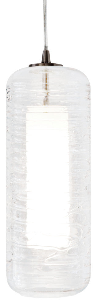Hermosa 6" LED Pendant, Satin Nickel Metal, Clear/White Shade, 3000k, 120V