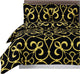Floral Victoria 100% Cotton Duvet Cover Set, Bronze and Black, King/Cal King