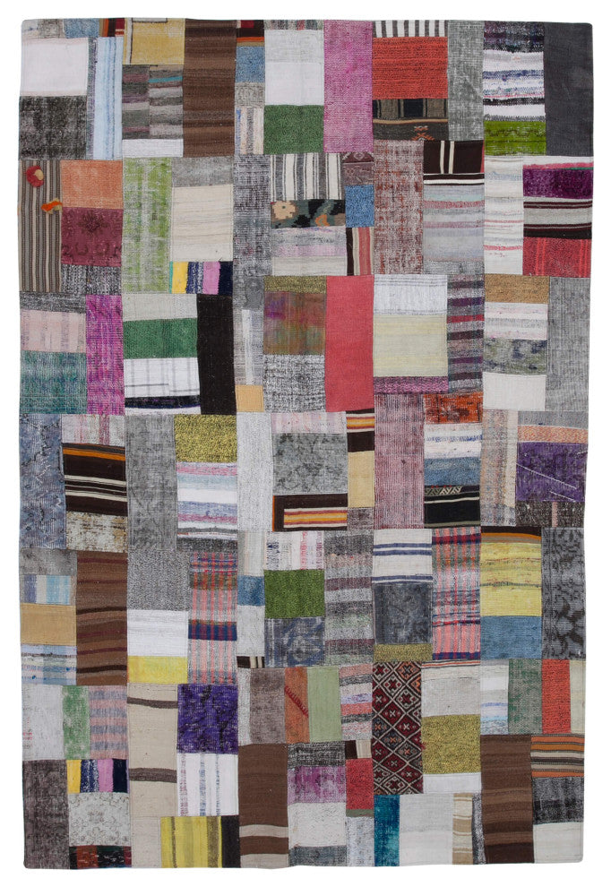 Rug N Carpet - Handmade Oriental 6' 7'' x 9' 10'' Rustic Patchwork Kilim Rug