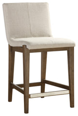 Uttermost 23390 Klemens 20"W Wood Frame Kitchen Stool - Neutral Linen / Walnut