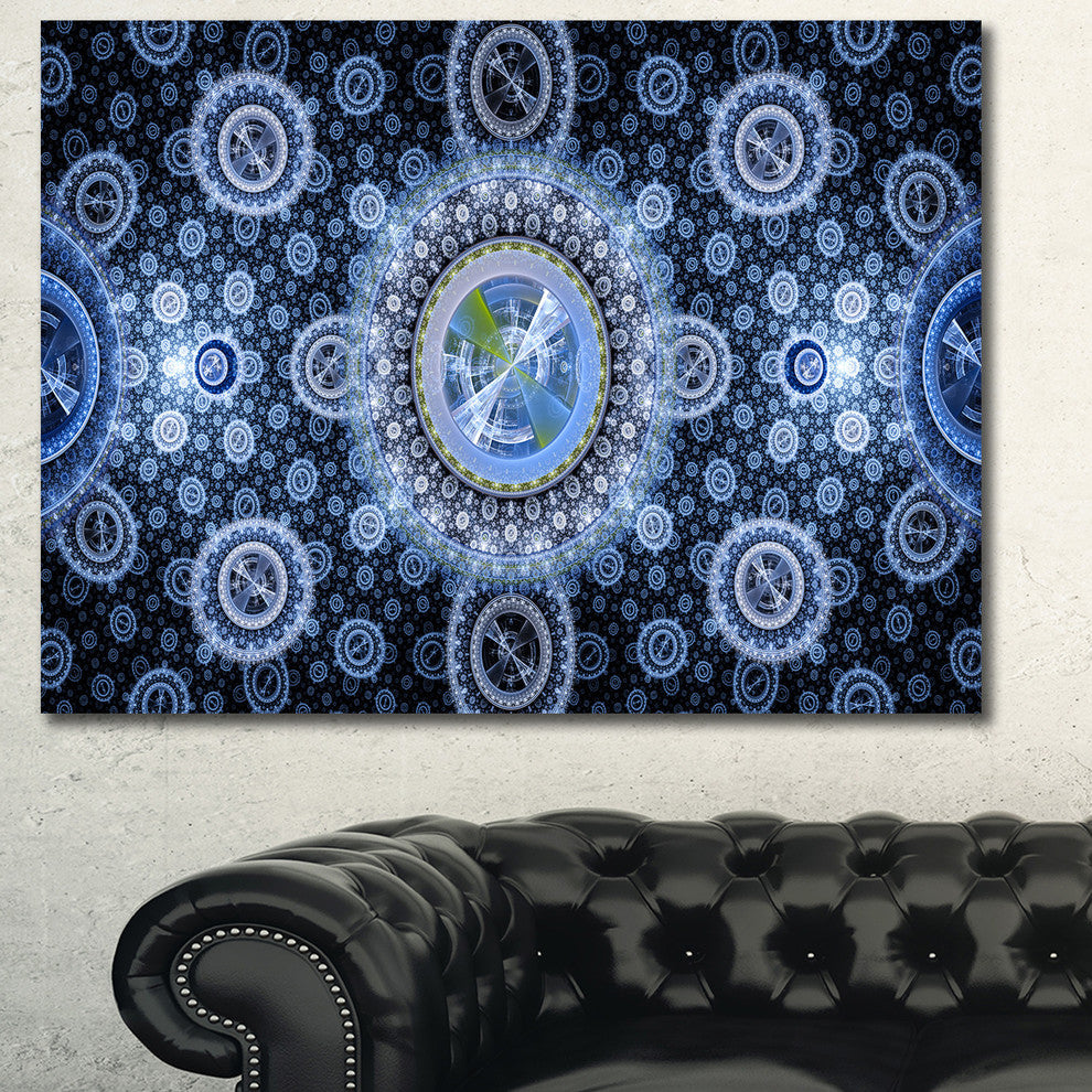 Clear Blue Psychedelic Relaxing Art, Oversized Abstract Canvas Art Print, 60x40