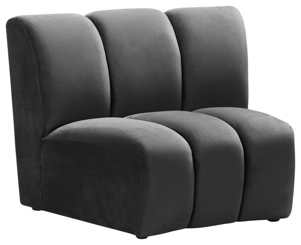 Infinity Channel Tufted Velvet Modular Chair, Gray, 1 Piece