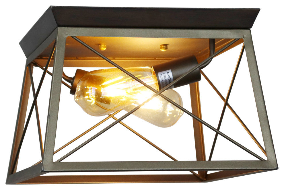 CHLOE Lighting CH6H301TT12-CF2 Farmhouse-Style Two-Toned 2 Light Ceiling Fixture