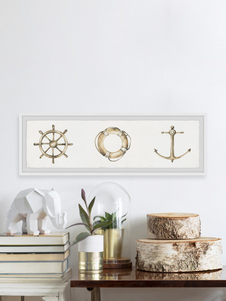 "Sailing Symbols" Framed Painting Print, 45x15