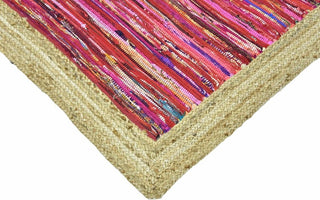 Timbergirl Red With Braided Border Handmade Rug, 5'x8'