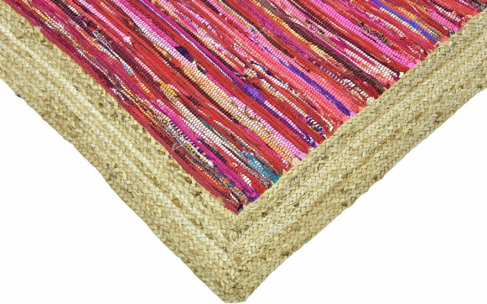 Timbergirl Red With Braided Border Handmade Rug, 5'x8'