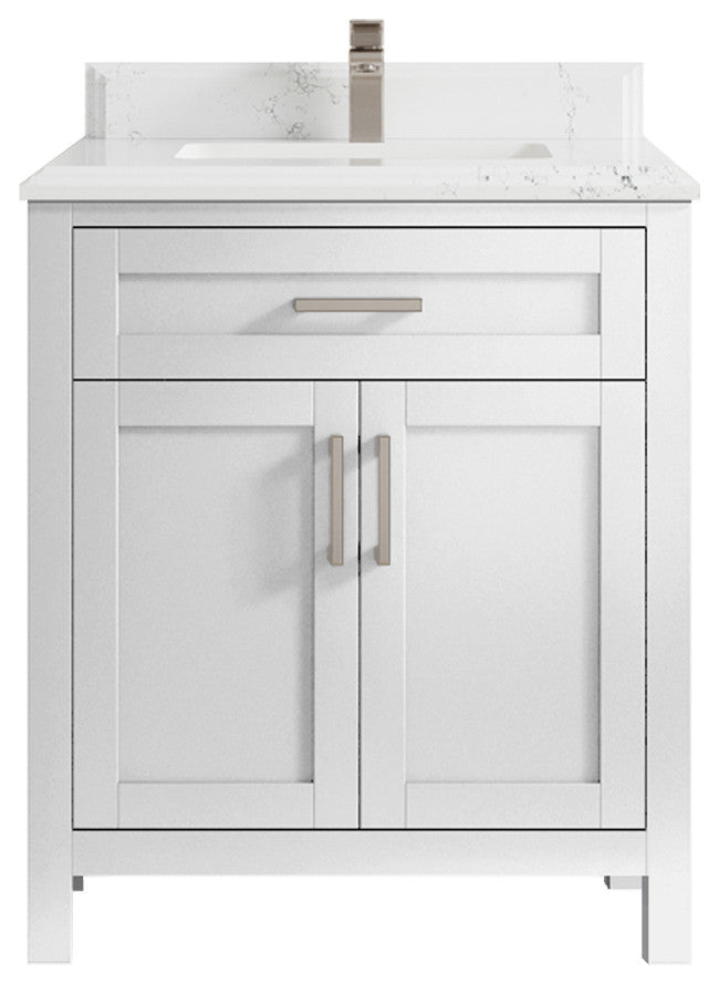 Cambridge 30 Single Sink Bath Vanity in White 1.5" Empira Quartz