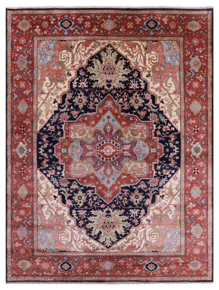9' 0" X 11' 11" Handmade Persian Fine Serapi Wool Rug - Q14692