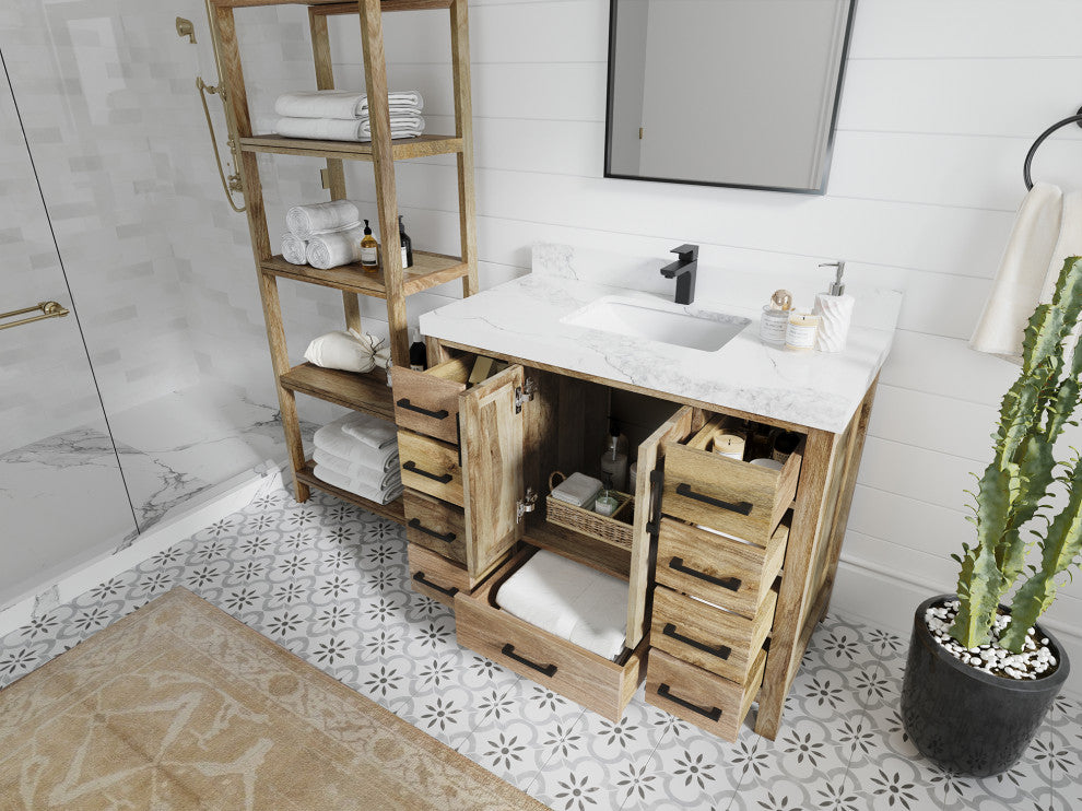 Malibu Mango 42 Single Sink Bath Vanity in Natural 2" Empira Quartz