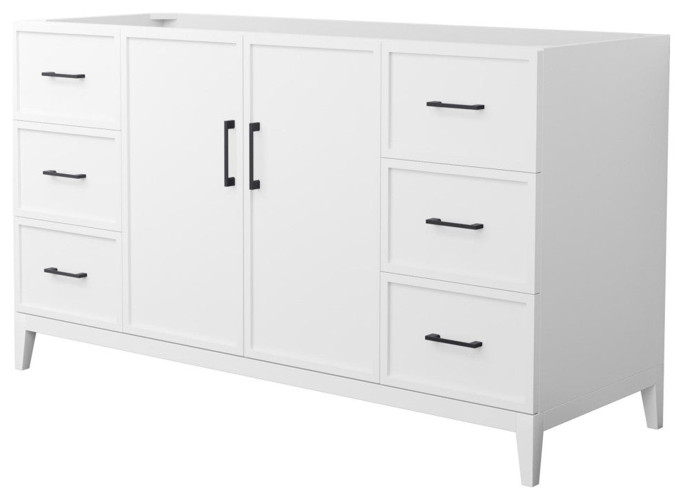 Elan 60" Single Vanity, White, No Top, No Sink, Black Trim