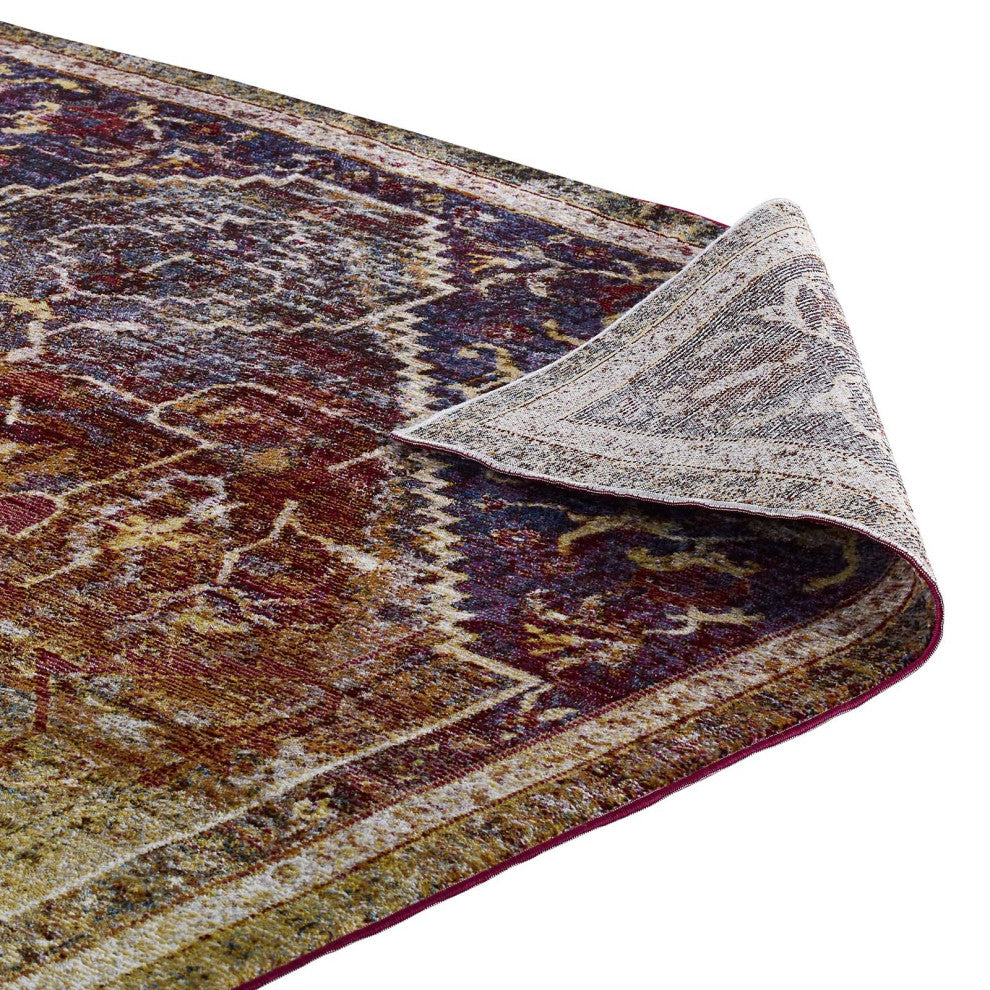 Kaede Transitional Distressed Vintage Floral Persian Medallion 4x6 Area Rug